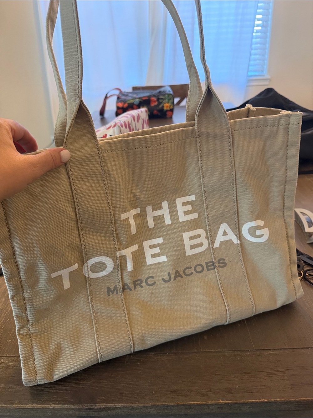 Marc Jacobs Beige Canvas Tote with White Logo